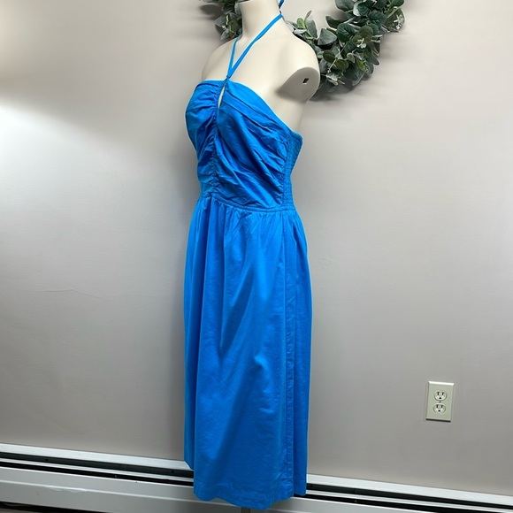 NWOT LOFT Keyhole Halter Midi Dress Turquoise 10P - Picture 3 of 16